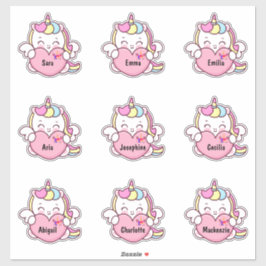 Niedliche Aufkleber für mehrere Namen für Unicorn
