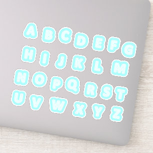 Niedliche Aufkleber für türkisfarbene Alphabete
