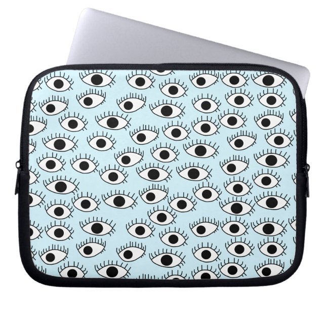 Niedliche Augen auf blauem Hintergrund, Seitenauge Laptopschutzhülle (Vorderseite)