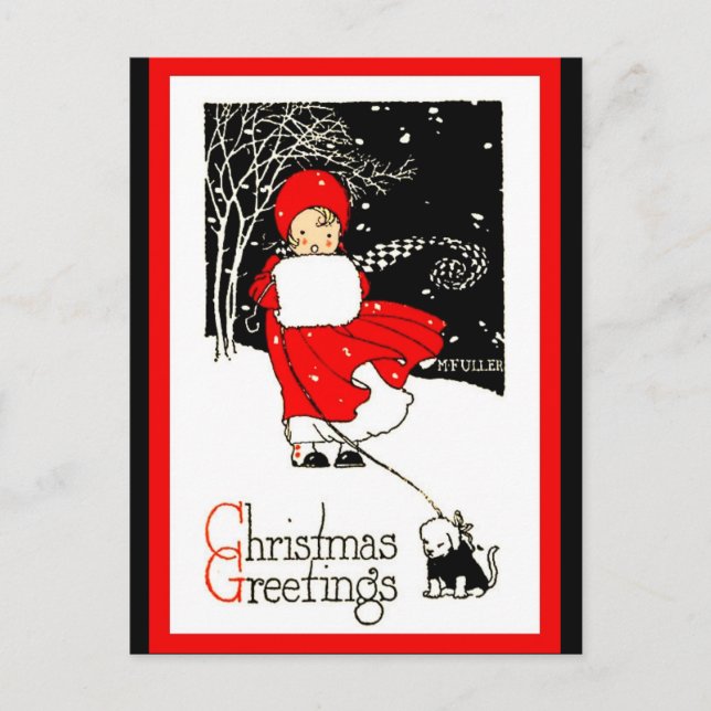 Niedliche Ausgabe der 1920er Weihnachtsmädchen Muf Postkarte (Vorderseite)