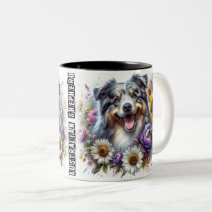 Niedliche Australian Shepherd Dog Wrap Zweifarbige Tasse