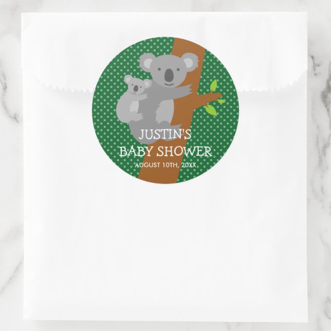 Niedliche australische Koala-Babyduschkleber Runder Aufkleber (Tasche)