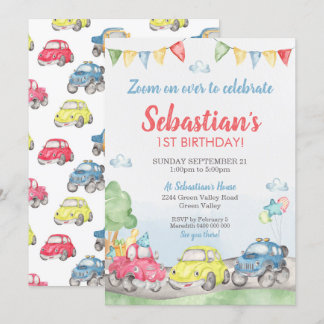 Niedliche Autos Einladung zum Geburtstag