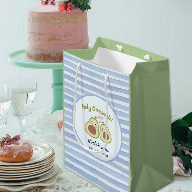 Niedliche Avocado Gender Neutral Twins Baby Dusche Mittlere Geschenktüte (Cute Avocado Gender Neutral Twins Baby Shower Medium Gift Bag)