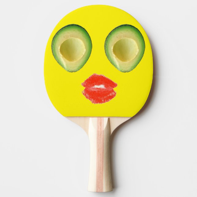 Niedliche Avocado Gesicht Gelbe Lippen Tischtennis Schläger (Vorderseite)