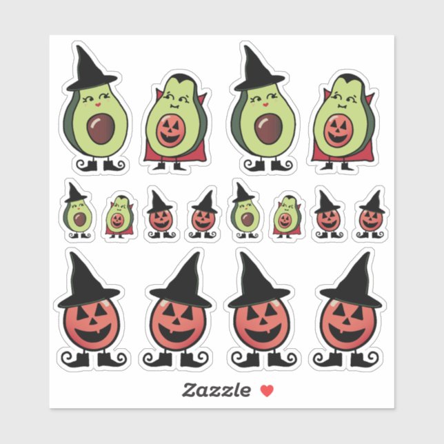 Niedliche Avocado Halloween-Kostümaufkleber Aufkleber (Blatt)