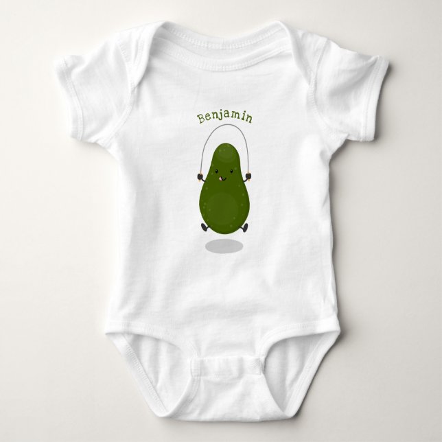 Niedliche Avocado-Springseil-Cartoon-Abbildung Baby Strampler (Vorderseite)