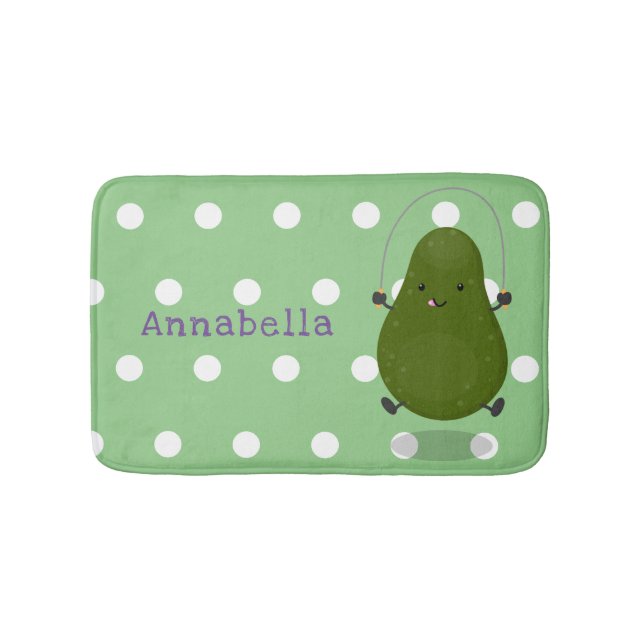 Niedliche Avocado-Springseil-Cartoon-Abbildung Badematte (Vorderseite)