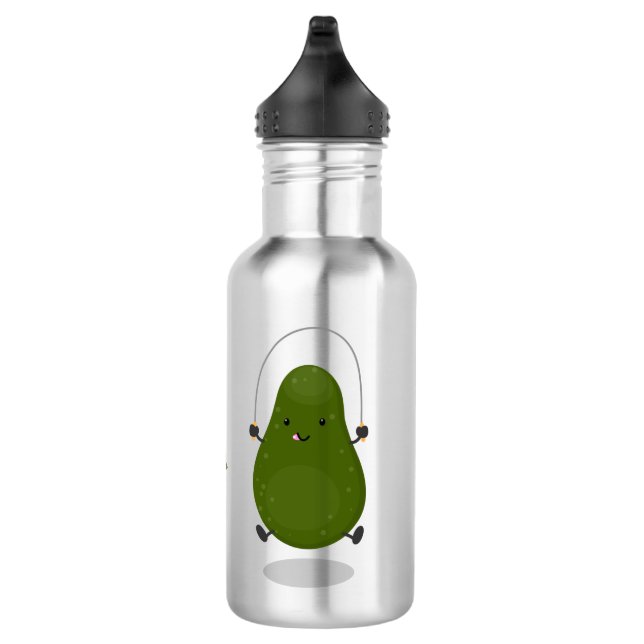 Niedliche Avocado-Springseil-Cartoon-Abbildung Edelstahlflasche (Rechts)