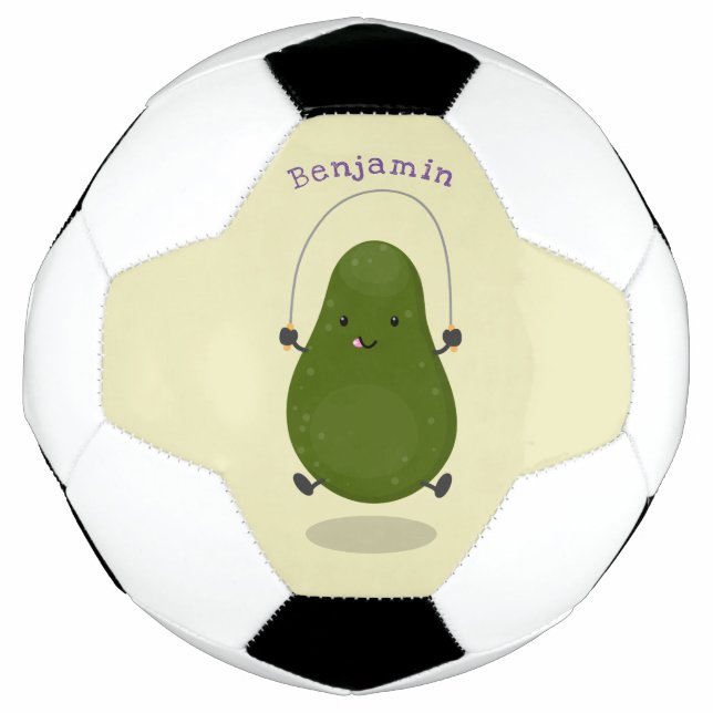 Niedliche Avocado-Springseil-Cartoon-Abbildung Fußball (Vorderseite)