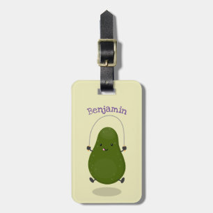 Niedliche Avocado-Springseil-Cartoon-Abbildung Gepäckanhänger