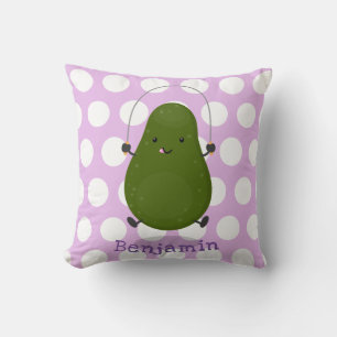Niedliche Avocado-Springseil-Cartoon-Abbildung Kissen