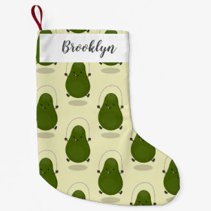 Niedliche Avocado-Springseil-Cartoon-Abbildung Kleiner Weihnachtsstrumpf