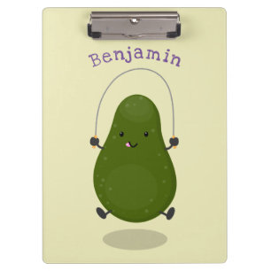 Niedliche Avocado-Springseil-Cartoon-Abbildung Klemmbrett