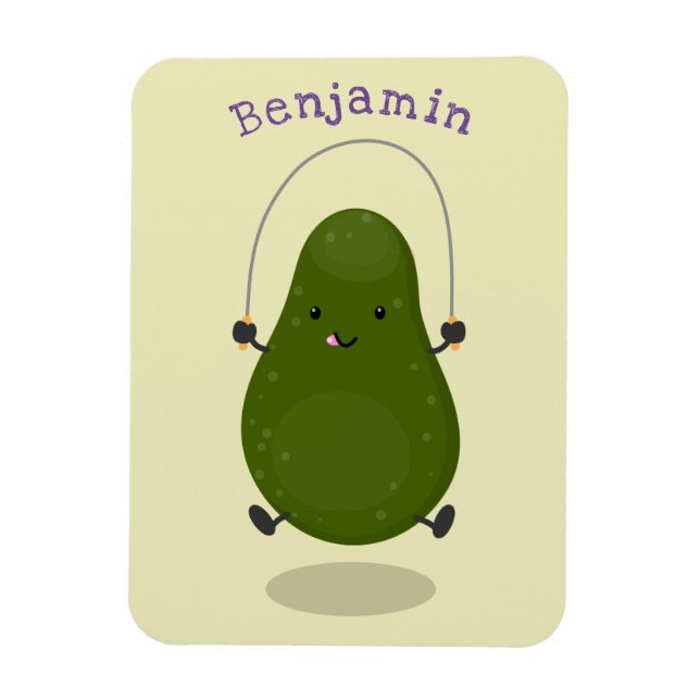 Niedliche Avocado-Springseil-Cartoon-Abbildung Magnet (Vertikal)