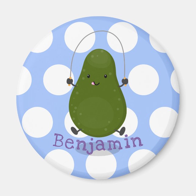 Niedliche Avocado-Springseil-Cartoon-Abbildung Magnet (Vorne)