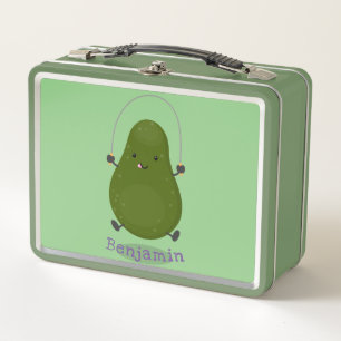 Niedliche Avocado-Springseil-Cartoon-Abbildung Metall Brotdose