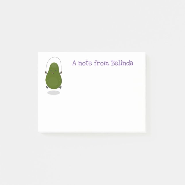 Niedliche Avocado-Springseil-Cartoon-Abbildung Post-it Klebezettel (Vorderseite)
