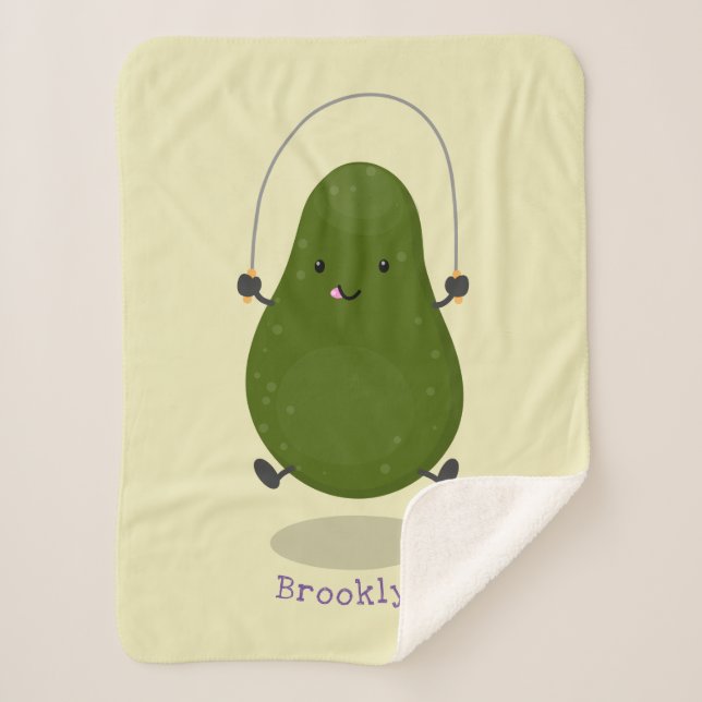 Niedliche Avocado-Springseil-Cartoon-Abbildung Sherpadecke (Vorderseite)