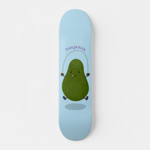 Niedliche Avocado-Springseil-Cartoon-Abbildung Skateboard