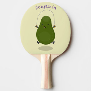 Niedliche Avocado-Springseil-Cartoon-Abbildung Tischtennis Schläger