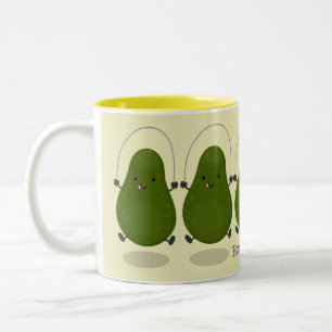Niedliche Avocado-Springseil-Cartoon-Abbildung Zweifarbige Tasse