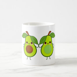 Niedliche Avocados, die Tasse halten