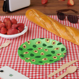 Niedliche Avocados-Scheiben Sommergrüne Gradienten Pappteller