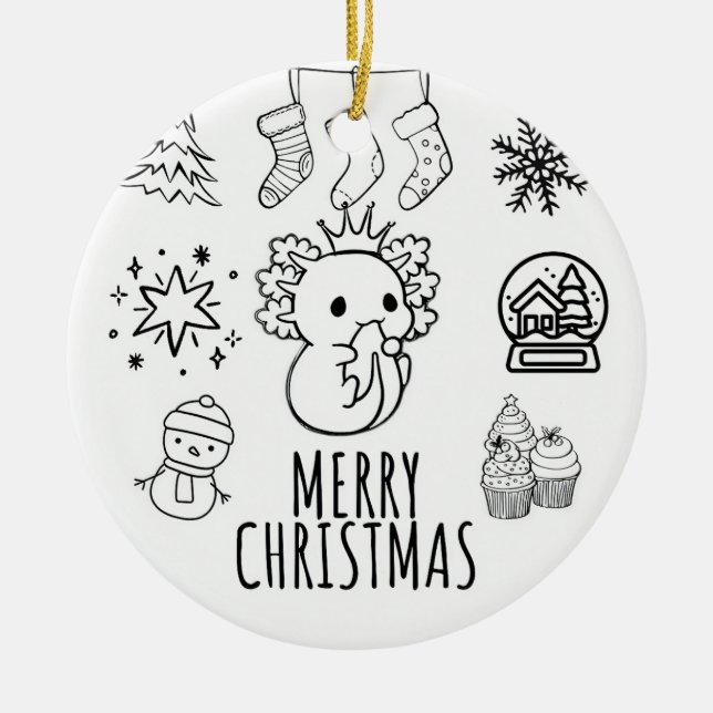 Niedliche axolotale Weihnachten Keramik Ornament (Vorne)