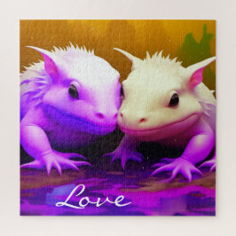 Niedliche Axolotl Couple Liebe AI Kunst