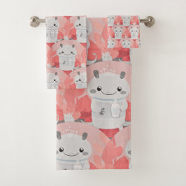 Niedliche Axolotl Drink Milk Badhandtuch Set