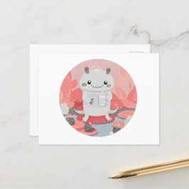 Niedliche Axolotl Drink Milk Postkarte