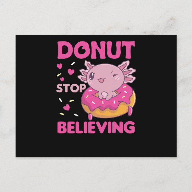Niedliche Axolotl Funny Animes in Donut Pink Postkarte (Vorderseite)