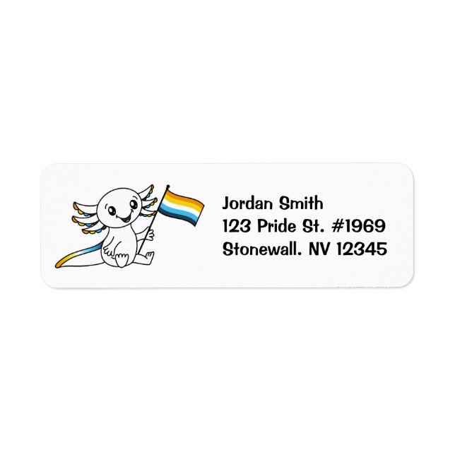 Niedliche Axolotl mit dem AroAce Sunset Pride Flag (Vorne)