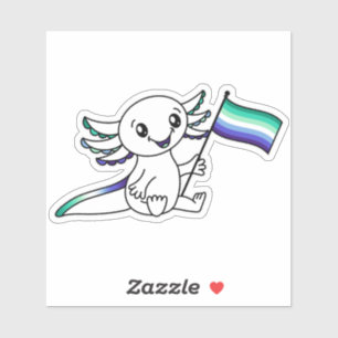 Niedliche Axolotl mit Gay Men Pride Flag LGBTQ+ Aufkleber