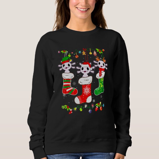 Niedliche Axolotl Socks Weihnachtsfamilie Pajamas Sweatshirt (Vorderseite)