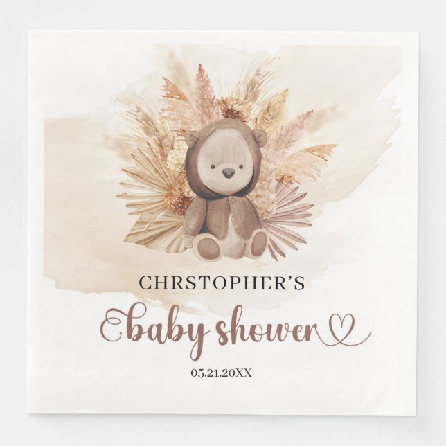 Niedliche Baby Bär Sweatshirt Pampas Baby Dusche Serviette (Vorderseite)