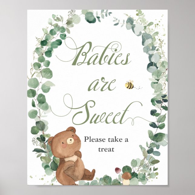 Niedliche Baby Bear Greenery Babies sind süße Leck Poster (Vorne)