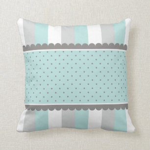 Niedliche Baby-Blau-u. Grau-Streifen und Kissen