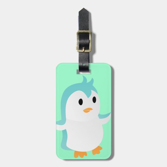 Niedliche Baby-Blaupenguin-vektorkunst Gepäckanhänger (Vorderseite vertikal)