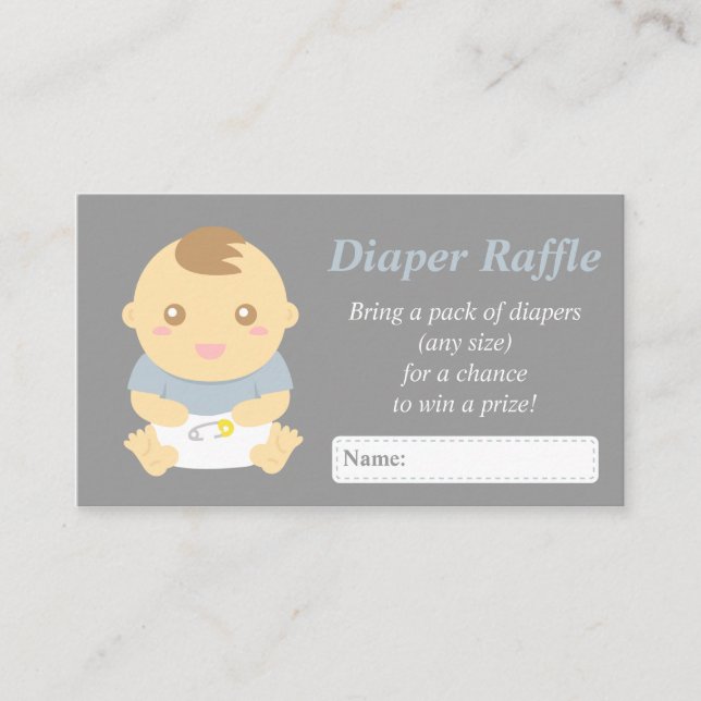 Niedliche Baby Boy Dusche Graue Windeln Raffel Tic Begleitkarte (Vorderseite)