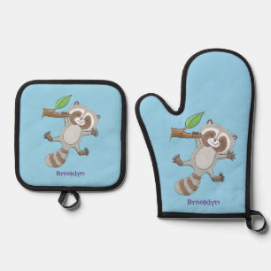 Niedliche Baby-Cartoon-Illustration Ofenhandschuh & Topflappen-Set