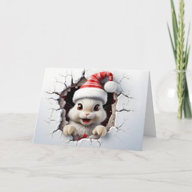 Niedliche Baby Christmas Animals 3D Bunny Gruß Karte (Vorderseite)