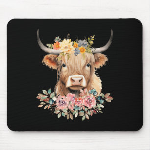 Niedliche Baby Cow Blume Weihnachten Mousepad