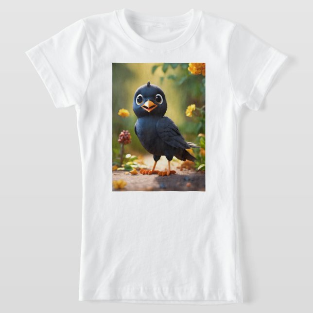Niedliche Baby-Crow mit Niedlichem Auge T-Shirt (Ablage )