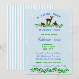Niedliche Baby Deer Baby Shower Einladung (blau)