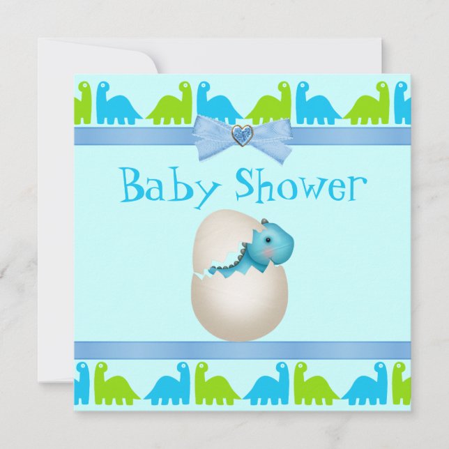 Niedliche Baby-Dinosaurier-Babydusche Einladung (Vorderseite)