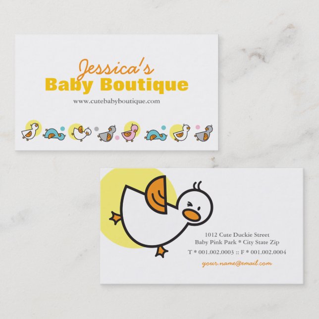 Niedliche Baby Duckies & Pastel Dots Visitenkarte (Vorne/Hinten)