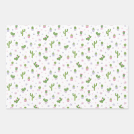 Niedliche Baby Dusche Cacti Party Muster Geschenkpapier Set