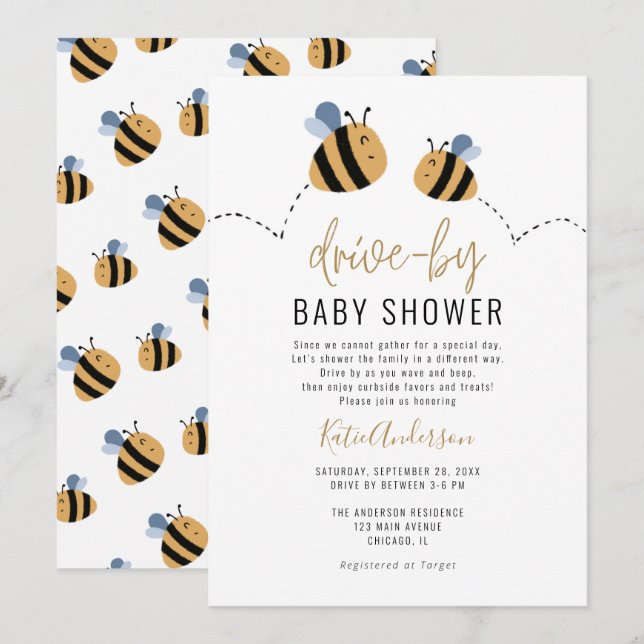 Niedliche Baby-Dusche Einladung (Vorne/Hinten)